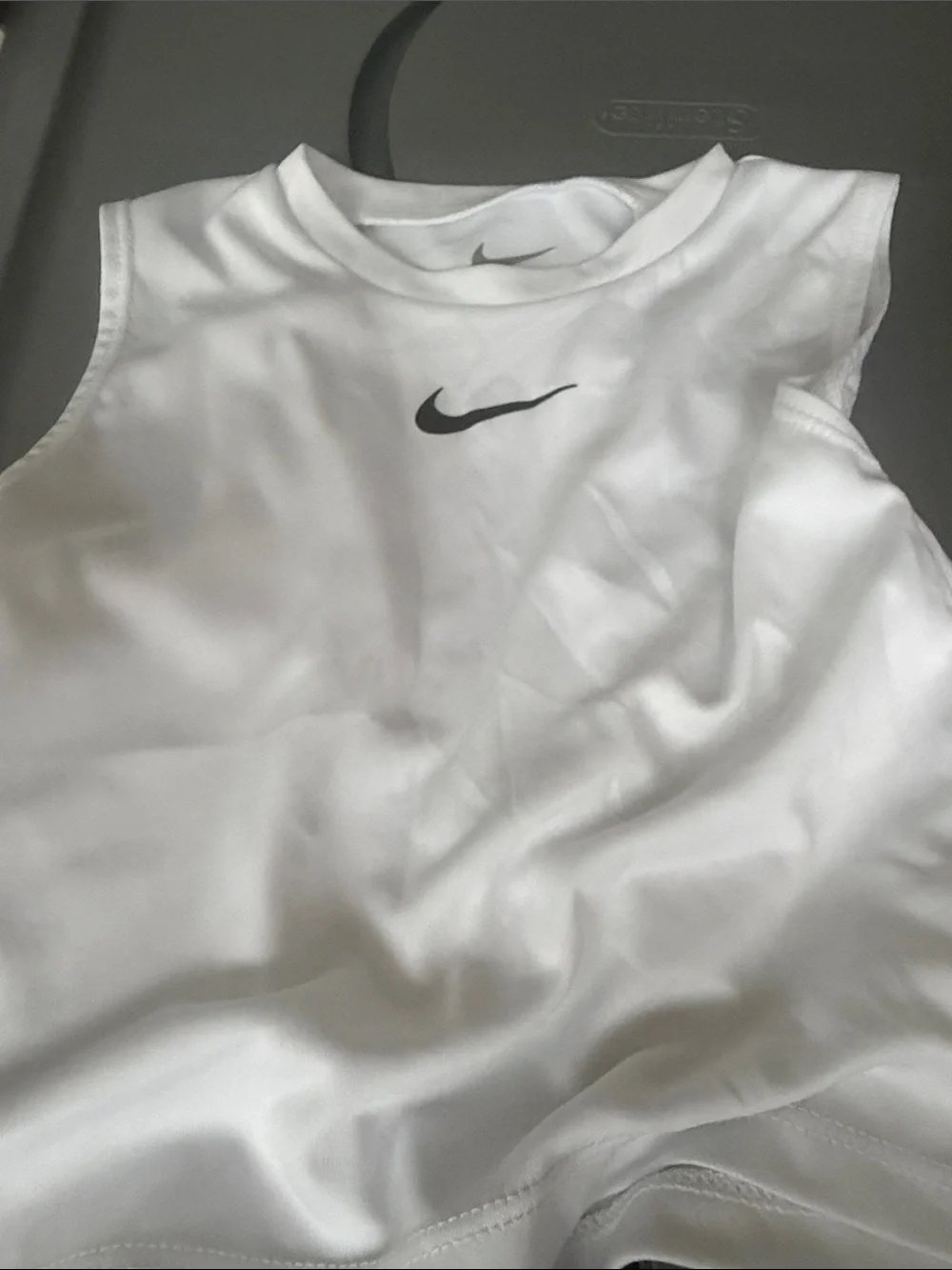 Nike White Athletic Tank with Black Swoosh Logo